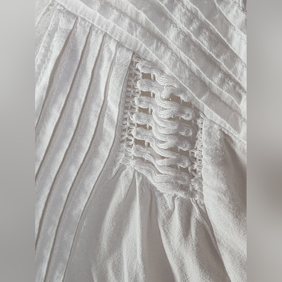 Tasha Polizzi White Embroidered Pintuck Lace Boho Tunic Blouse S - Picture 9 of 14
